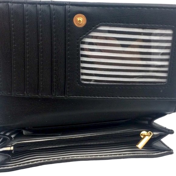 Willi Smith Black Floral Cut Out Punk Top w/ Matching Flap Wallet Set - Picture 8 of 10